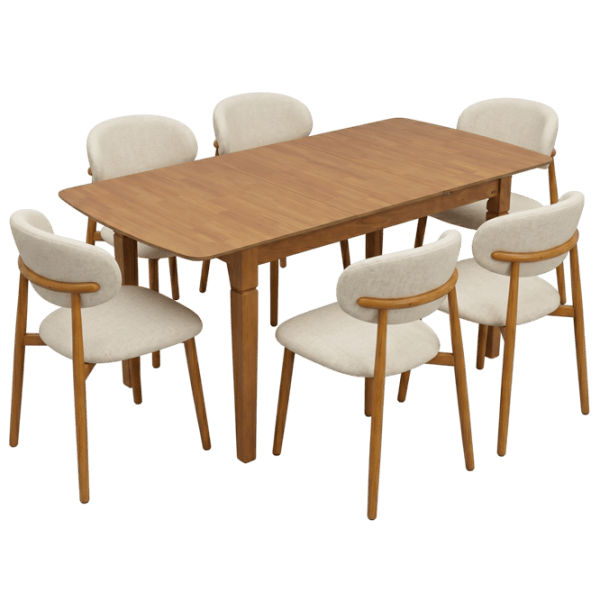 Set masă și scaune Evelin HV-27V + 6 QT-284Wo UF885-02 Dreptunghiulară / PAL / Light Beige photo 1