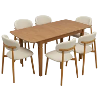 Set masă și scaune Evelin HV-27V + 6 QT-284Wo UF885-02 Dreptunghiulară / PAL / Light Beige