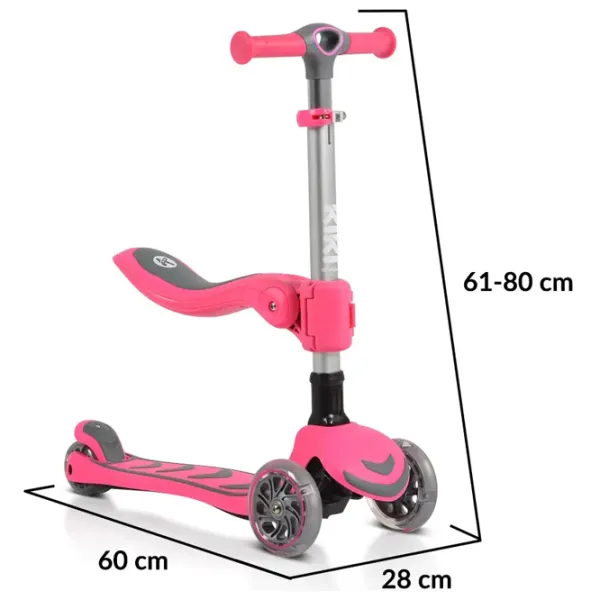 Trotinetă pentru copii cu trei roți Moni Kiki (MT.223419) 50 kg/ Pink photo 10