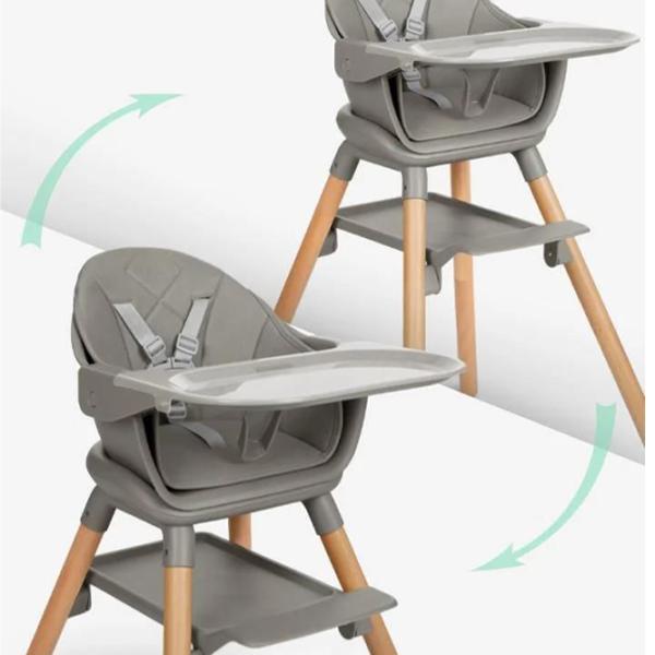 Scaun de masă KikkaBoo Woody 6in1 (31004010173) / 0 luni / Gray  photo 6