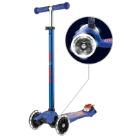 Trotinetă pentru copii cu trei roți Micro Maxi Deluxe LED (MMD067) 50 kg/ Blue photo 2
