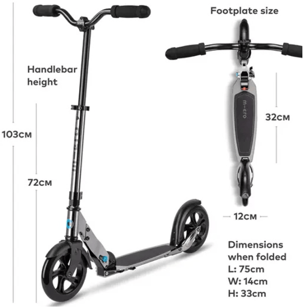 Trotinetă pentru copii cu două roți Micro Classic (SA0242) 100 kg/ Black photo 7