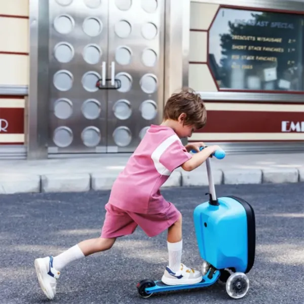 Trotinetă pentru copii cu trei roți Micro Luggage Junior Patch & Play (ML0036) 50 kg/ Blue photo 7