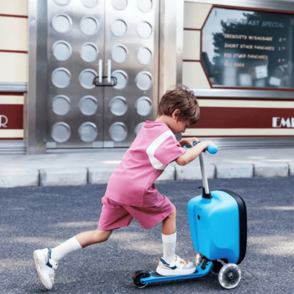 Trotinetă pentru copii cu trei roți Micro Luggage Junior Patch & Play (ML0036) 50 kg/ Blue photo 7