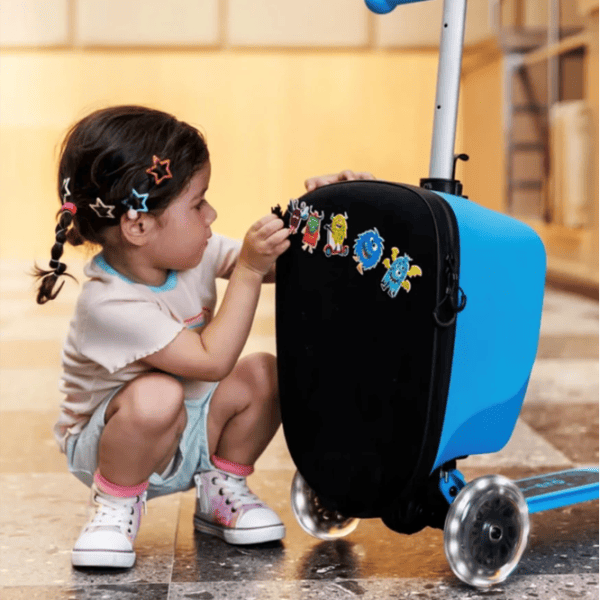 Trotinetă pentru copii cu trei roți Micro Luggage Junior Patch & Play (ML0036) 50 kg/ Blue photo 8