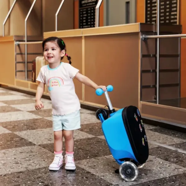 Trotinetă pentru copii cu trei roți Micro Luggage Junior Patch & Play (ML0036) 50 kg/ Blue photo 9