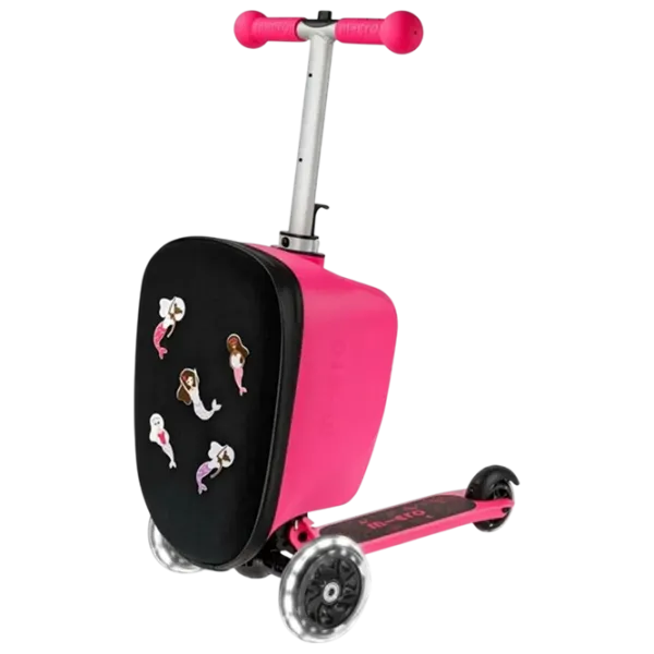Trotinetă pentru copii cu trei roți Micro Luggage Junior Patch & Play (ML0037) 50 kg/ Pink photo 1