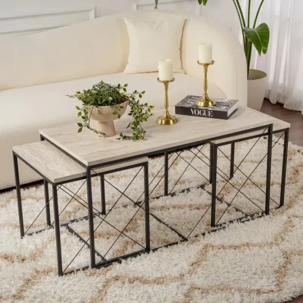Set măsuțe de cafea Trendy DEFNE GTR006179 Travertine photo 10