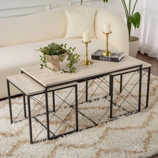 Set măsuțe de cafea Trendy DEFNE GTR006179 Travertine photo 10