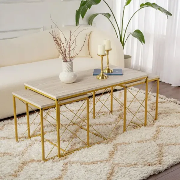 Set măsuțe de cafea Trendy DEFNE GTR006180 Travertine photo 10