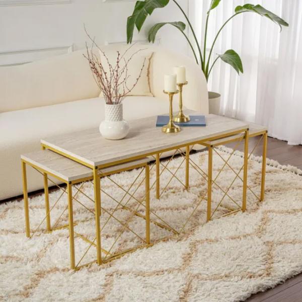 Set măsuțe de cafea Trendy DEFNE GTR006180 Travertine photo 10