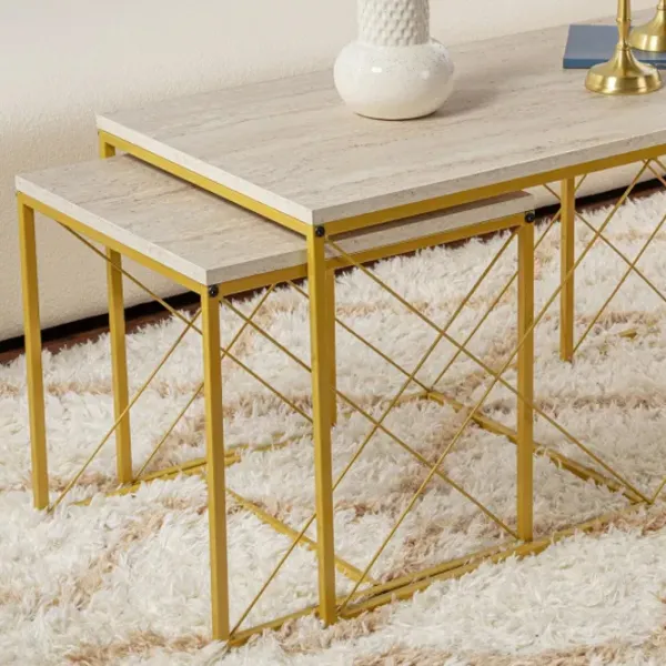 Set măsuțe de cafea Trendy DEFNE GTR006180 Travertine photo 12