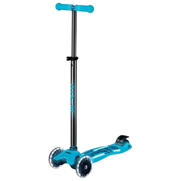 Trotinetă pentru copii cu trei roți Micro Maxi Deluxe Glow LED Plus (MMD377) 50 kg/ Blue photo 1