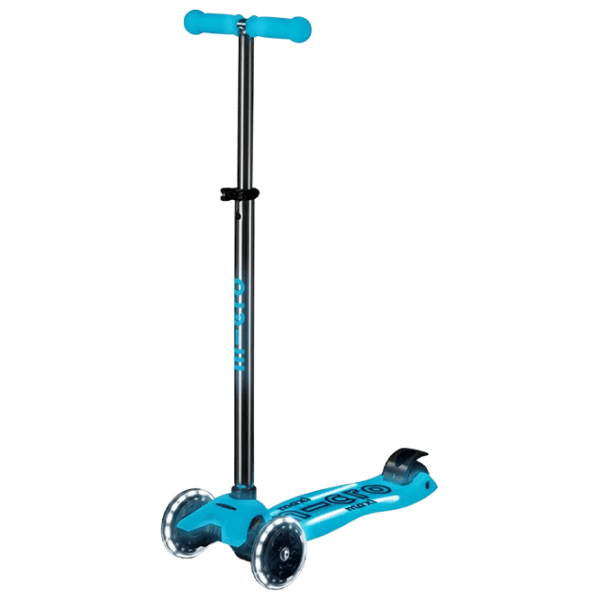 Trotinetă pentru copii cu trei roți Micro Maxi Deluxe Glow LED Plus (MMD377) 50 kg/ Blue photo 1