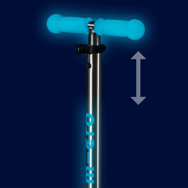 Trotinetă pentru copii cu trei roți Micro Maxi Deluxe Glow LED Plus (MMD377) 50 kg/ Blue photo 3