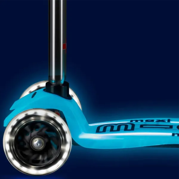 Trotinetă pentru copii cu trei roți Micro Maxi Deluxe Glow LED Plus (MMD377) 50 kg/ Blue photo 5