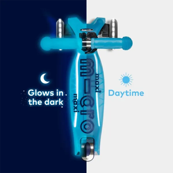Trotinetă pentru copii cu trei roți Micro Maxi Deluxe Glow LED Plus (MMD377) 50 kg/ Blue photo 6