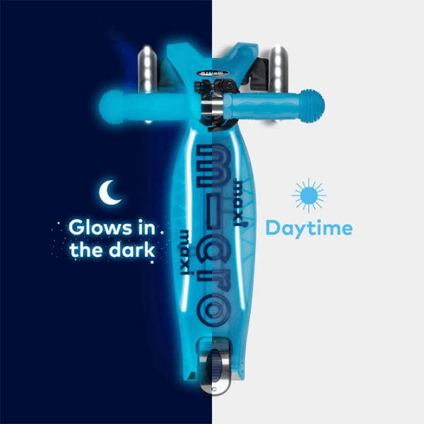 Trotinetă pentru copii cu trei roți Micro Maxi Deluxe Glow LED Plus (MMD377) 50 kg/ Blue photo 6