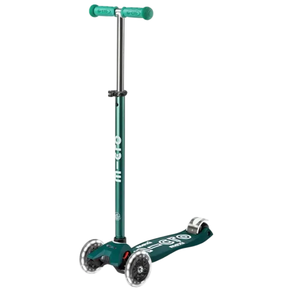 Trotinetă pentru copii cu trei roți Micro Maxi Deluxe ECO LED (MMD170) 50 kg/ Green photo 1