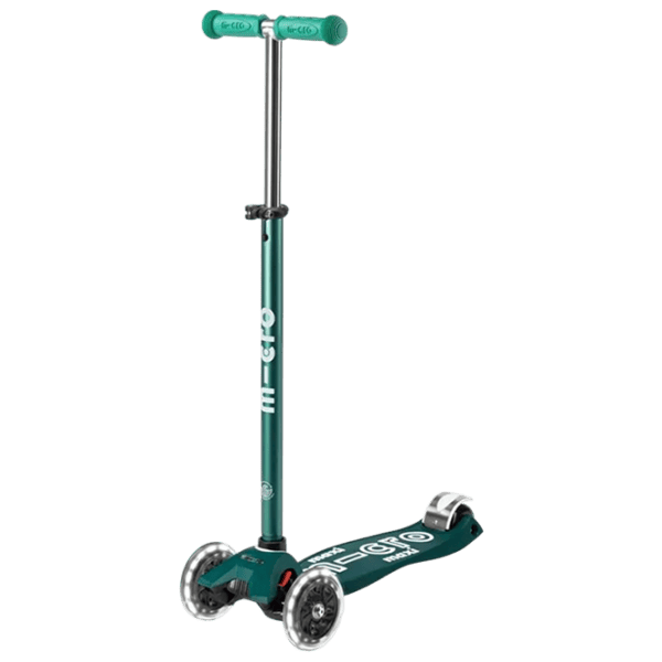 Trotinetă pentru copii cu trei roți Micro Maxi Deluxe ECO LED (MMD170) 50 kg/ Green photo 1