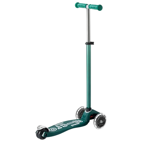Trotinetă pentru copii cu trei roți Micro Maxi Deluxe ECO LED (MMD170) 50 kg/ Green photo 3
