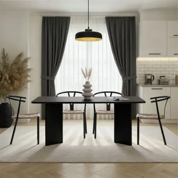 Masă de bucătărie fixă Trendy Linza PAL melaminat/ Wood Black photo 11