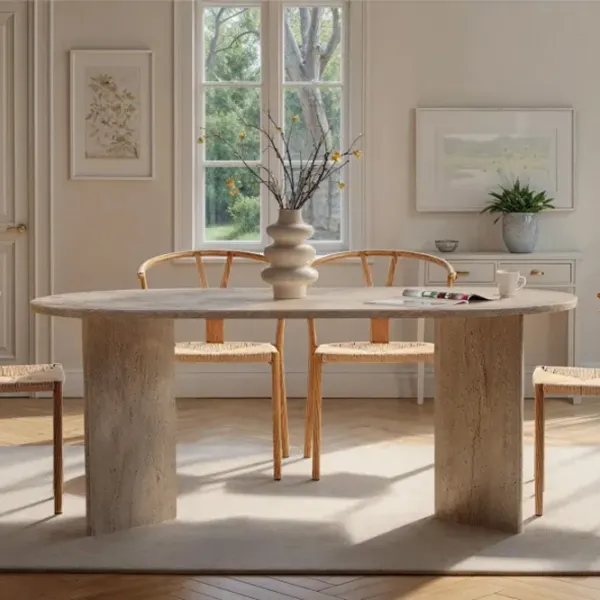 Masă de bucătărie fixă Trendy Sablin PAL melaminat/ Travertine photo 10