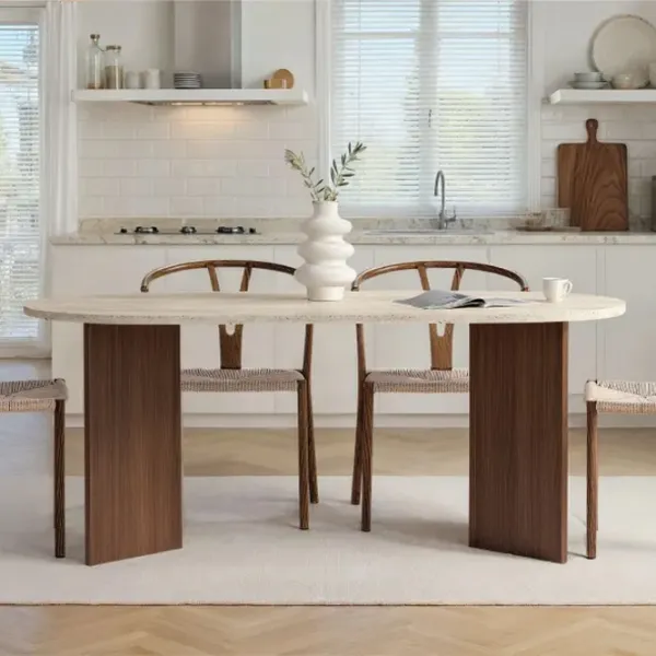 Masă de bucătărie fixă Trendy Sablin PAL melaminat/ Travertine photo 10