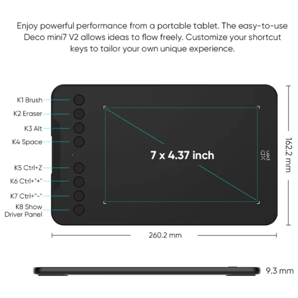 Tabletă grafică XP Pen Deco Mini7 V2 A5 / Black photo 5
