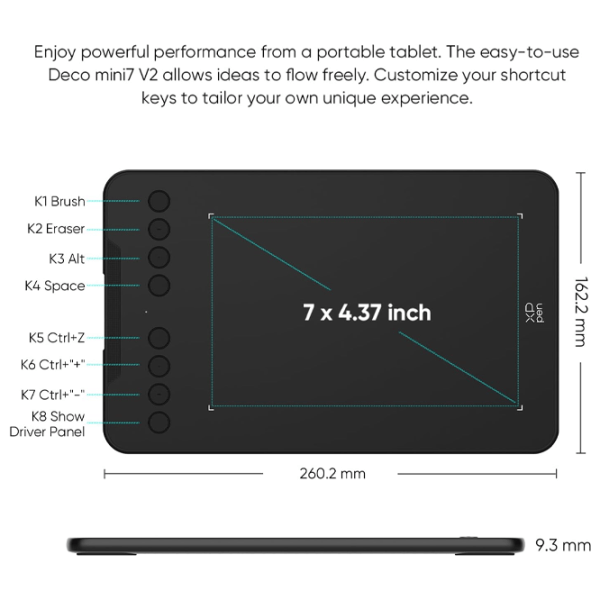 Tabletă grafică XP Pen Deco Mini7 V2 A5 / Black photo 5