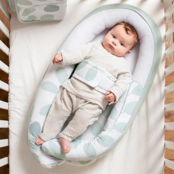 Babynest Doomoo Cocoon Leaves (CO08) Bumbac/ Aqua Green photo 4