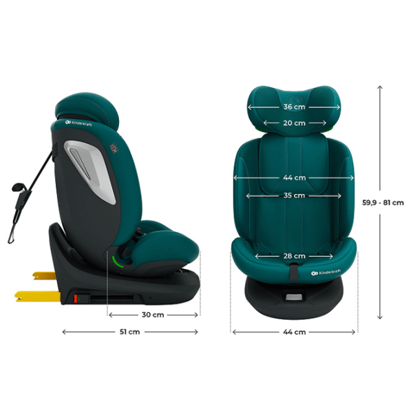 Scaun auto KinderKraft I-GROW 2 PLUS  0 luni - 12 ani / 36 kg / Green photo 5