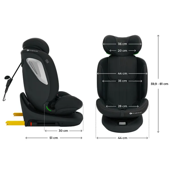 Scaun auto KinderKraft I-GROW 2 PLUS  0 luni - 12 ani / 36 kg / Black photo 5