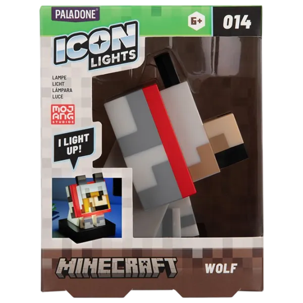 Lampă LED Paladone Minecraft Wolf Icon Gray photo 4