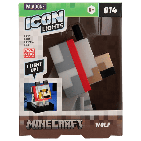 Lampă LED Paladone Minecraft Wolf Icon Gray photo 4