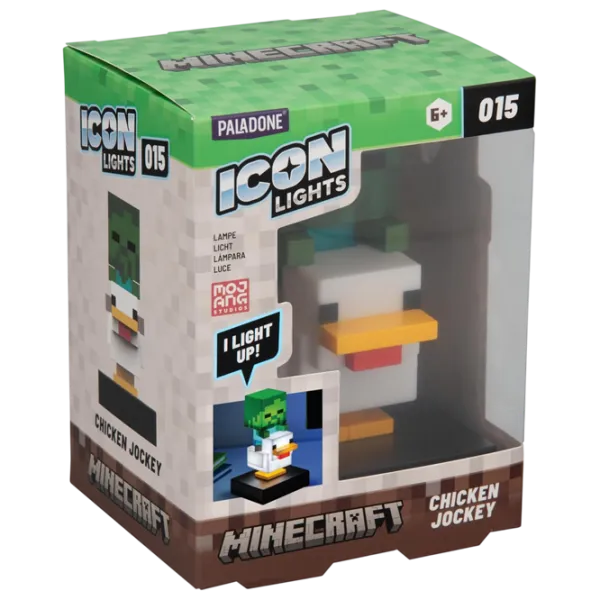 Lampă LED Paladone Minecraft Chicken Jockey Icon White photo 4