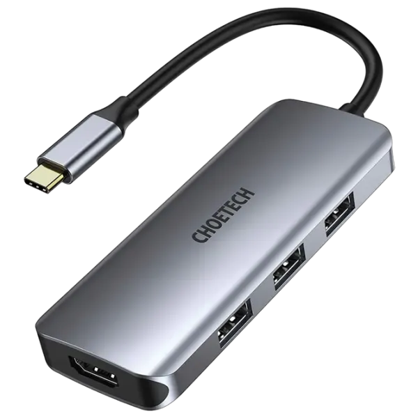 Adaptor Choetech HUB-M19 USB Type-C / Gray photo 1