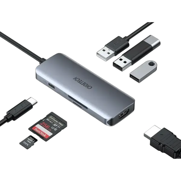 Adaptor Choetech HUB-M19 USB Type-C / Gray photo 2