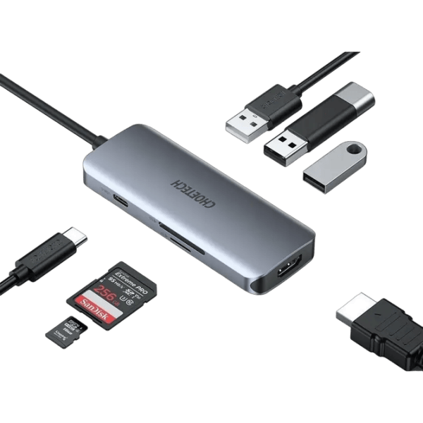 Adaptor Choetech HUB-M19 USB Type-C / Gray photo 2