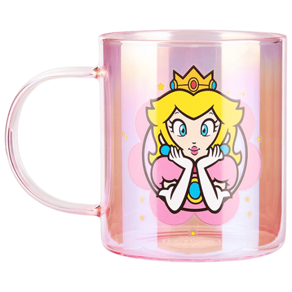Cană Paladone Super Mario Princess Peach Iridescent Glass Mug 370 ml photo 1