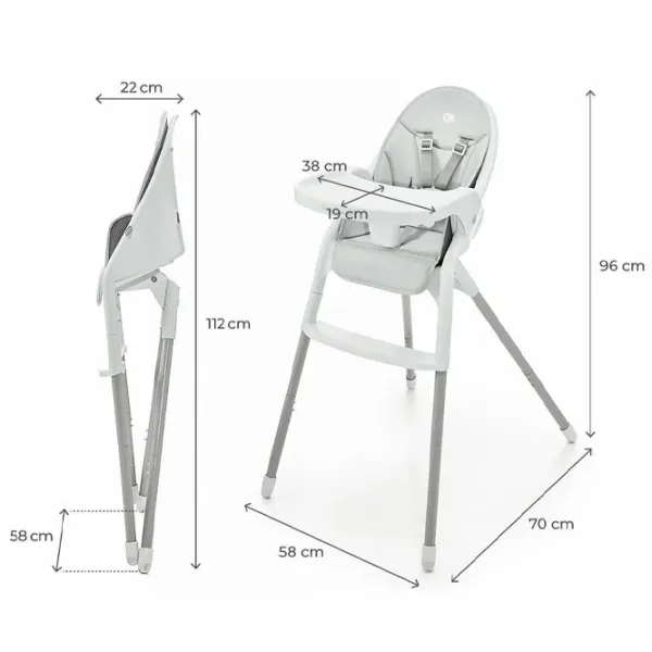 Scaun de masă KinderKraft Dinnly (KHDINN00LGR0000) / 6 luni / Gray  photo 8