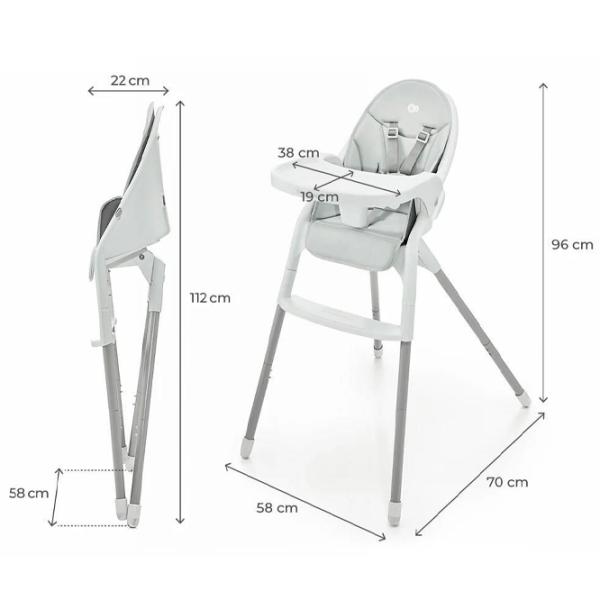 Scaun de masă KinderKraft Dinnly (KHDINN00LGR0000) / 6 luni / Gray  photo 8