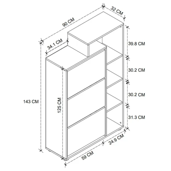 Обувной шкаф Bofigo 18-04-41 100 x 62 x 29см /Anthracite /Антрацит photo 4