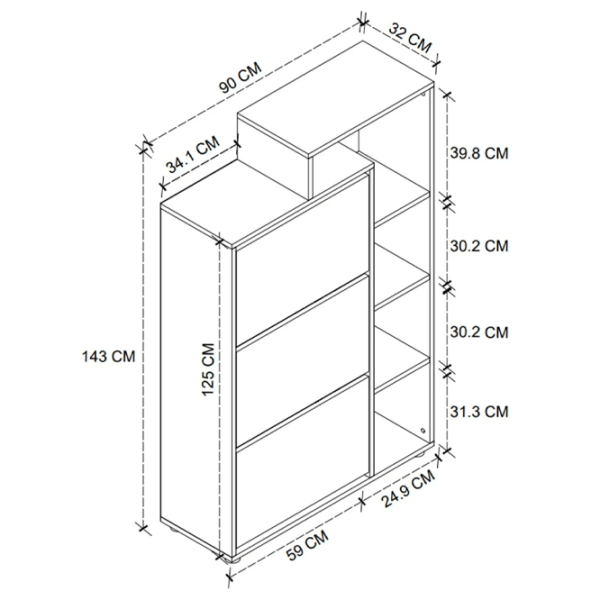 Обувной шкаф Bofigo 18-04-41 100 x 62 x 29см /Anthracite /Антрацит photo 4