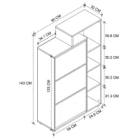 Обувной шкаф Bofigo 18-04-41 100 x 62 x 29см /Anthracite /Антрацит photo 4