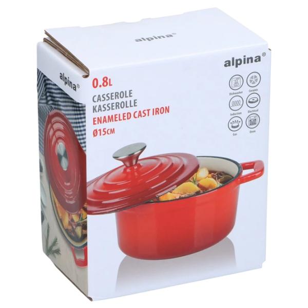 Кастрюля Alpina Enameled Cast Iron 0.8л Чугун / Красный photo 4
