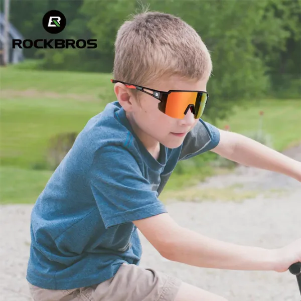 Ochelari de soare Rockbros Polarized Youth Kids UV400 Cycling Sports Black Red photo 4
