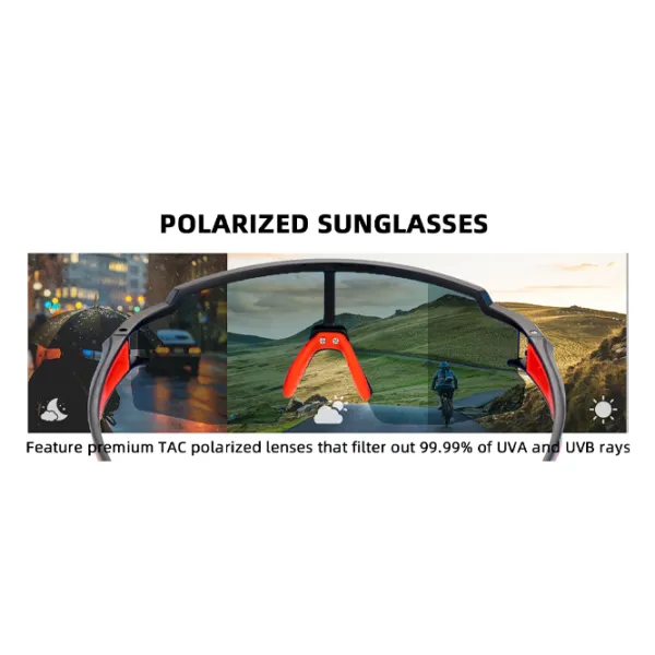Ochelari de soare Rockbros Polarized Youth Kids UV400 Cycling Sports Black Red photo 6
