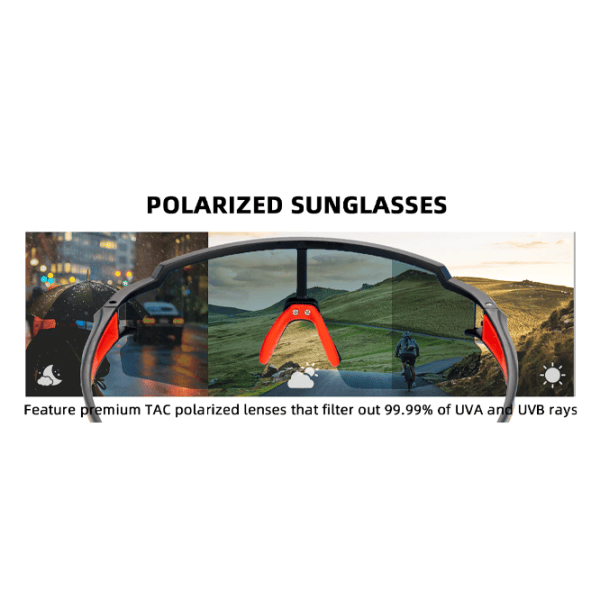 Ochelari de soare Rockbros Polarized Youth Kids UV400 Cycling Sports Black Red photo 6
