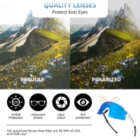 Ochelari de soare Rockbros Polarized Youth Kids UV400 Cycling Sports Blue White photo 7
